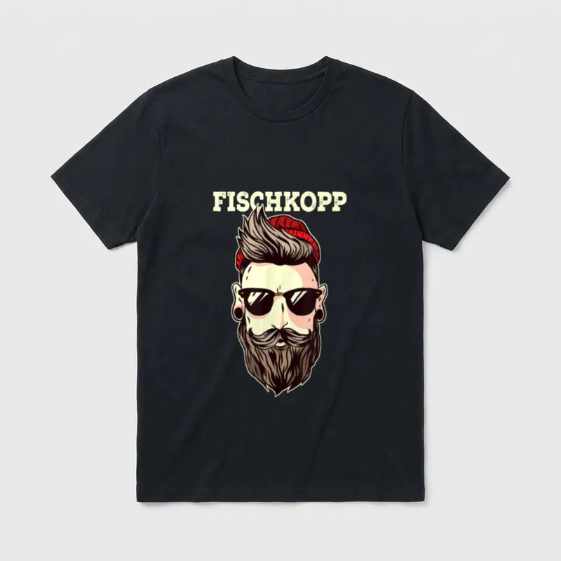 Lustiges Plattdeutsch Fischkopp Hipster T-Shirt – Klassisches T-Shirt in Schwarz