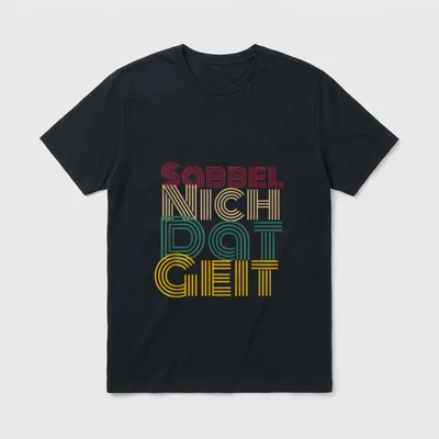 Plattdeutsch Spruch T-Shirt – Retro Schriftzug Sabbel Nich Dat Geit in mehrfarbigen Linien – Klassisches T-Shirt in Schwarz