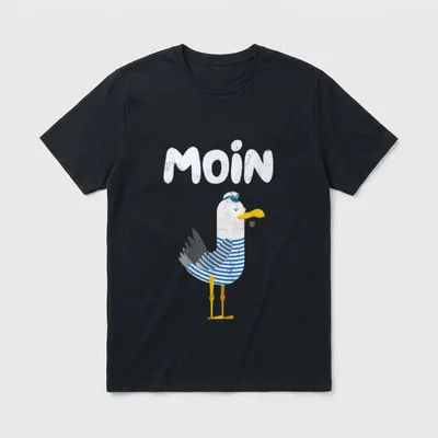 Plattdeutsch mit Möwe Spruch T-Shirt – Klassisches T-Shirt in Schwarz