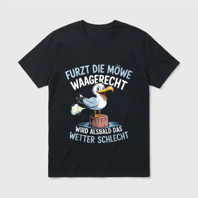 Lustiger Norddeutscher Möwe Spruch T-Shirt – Klassisches T-Shirt in Schwarz