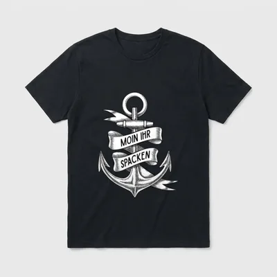 Moin ihr Spacken Lustiges Anker T-Shirt – Klassisches T-Shirt in Schwarz