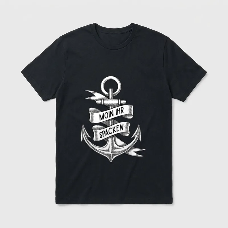 Moin ihr Spacken Lustiges Anker T-Shirt – Klassisches T-Shirt in Schwarz