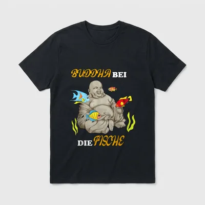 Buddha bei die Fische T-Shirt – Klassisches T-Shirt in Schwarz