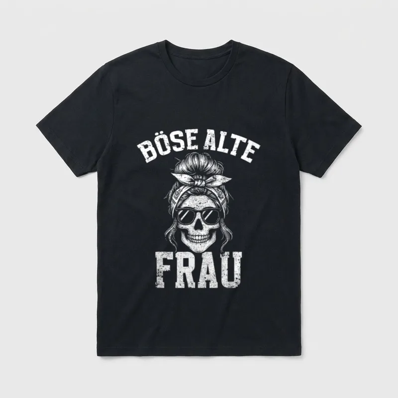 Böse Alte Frau Totenkopf T-Shirt – Klassisches T-Shirt in Schwarz