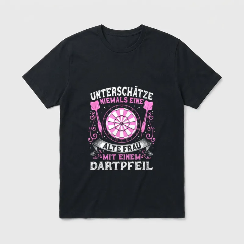 Darts Dartspieler Oma Dartboard T-Shirt – Klassisches T-Shirt in Schwarz