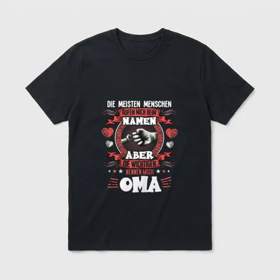Oma und Enkel Großmutter T-Shirt – Spruch „Die Wichtigen nennen mich Oma“ mit Fist Bump – Klassisches T-Shirt in Schwarz