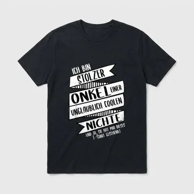 Onkel Nichte T-Shirt – Banner-Schriftzug: Ich bin stolzer Onkel einer coolen Nichte – Klassisches T-Shirt in Schwarz