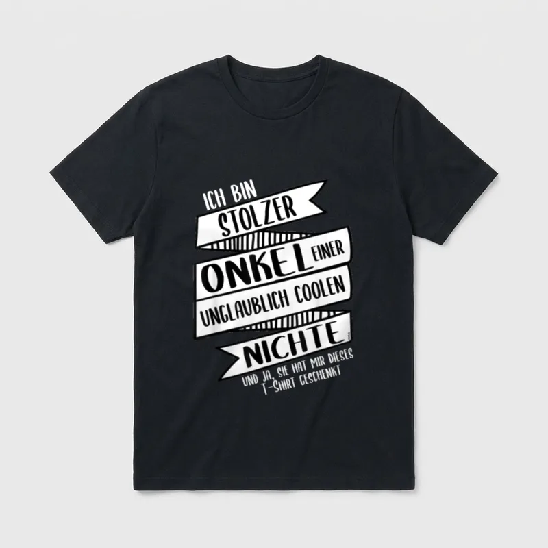 Onkel Nichte T-Shirt – Banner-Schriftzug: Ich bin stolzer Onkel einer coolen Nichte – Klassisches T-Shirt in Schwarz