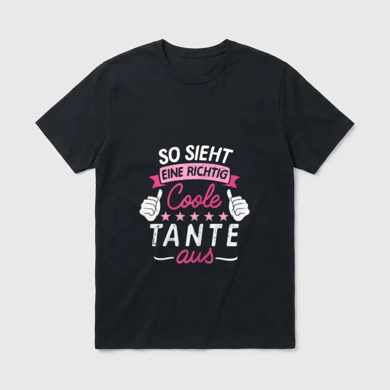 Coole Tante Shirt – Spruch „So sieht eine richtig coole Tante aus“ mit Daumen hoch – Klassisches T-Shirt in Schwarz