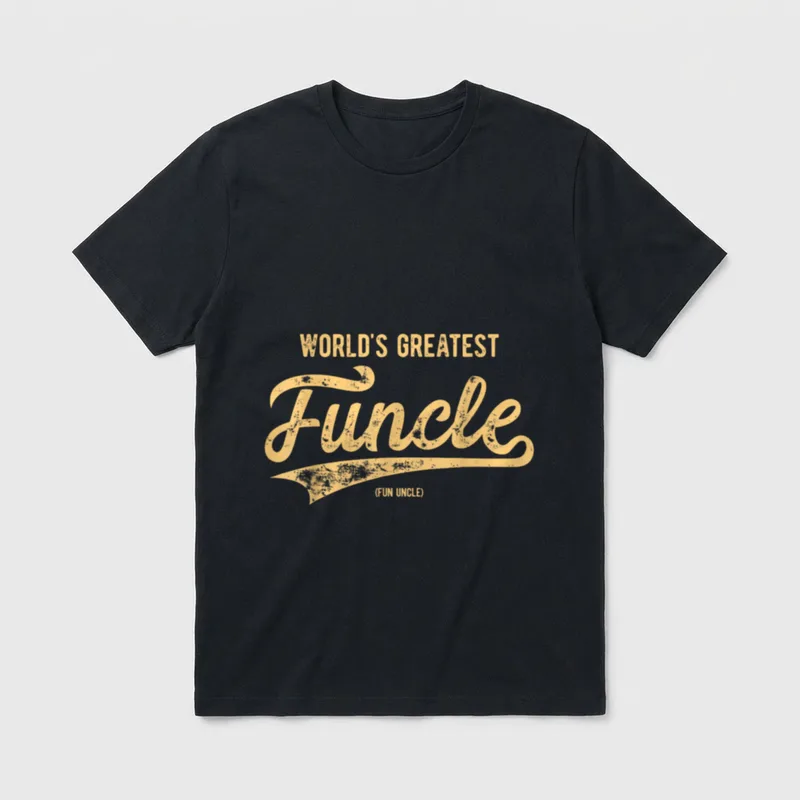 funcle World s Greatest T-Shirt – World's Greatest Funcle (Fun Uncle) in Gold auf Grau – Klassisches T-Shirt in Schwarz