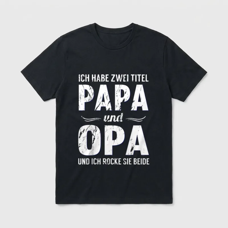 T-Shirt Spruch Opa – Spruch „Papa und Opa – ich rocke sie beide“ – Klassisches T-Shirt in Schwarz