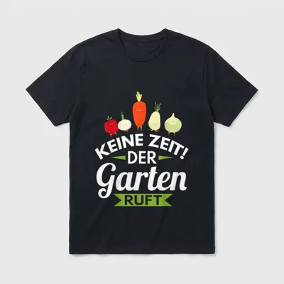 Opa Garten T-Shirt – Keine Zeit der Garten ruft Text mit lächelnden Karotten und Zwiebeln – Klassisches T-Shirt in Schwarz