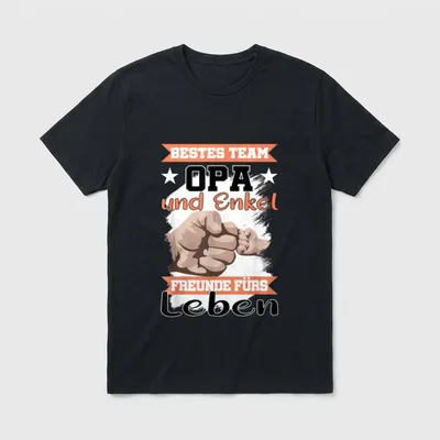 Bester Opa und Enkel-Kind T-Shirt – Fäuste im Fistbump, Spruch „Bestes Team Opa und Enkel“ – Klassisches T-Shirt in Schwarz