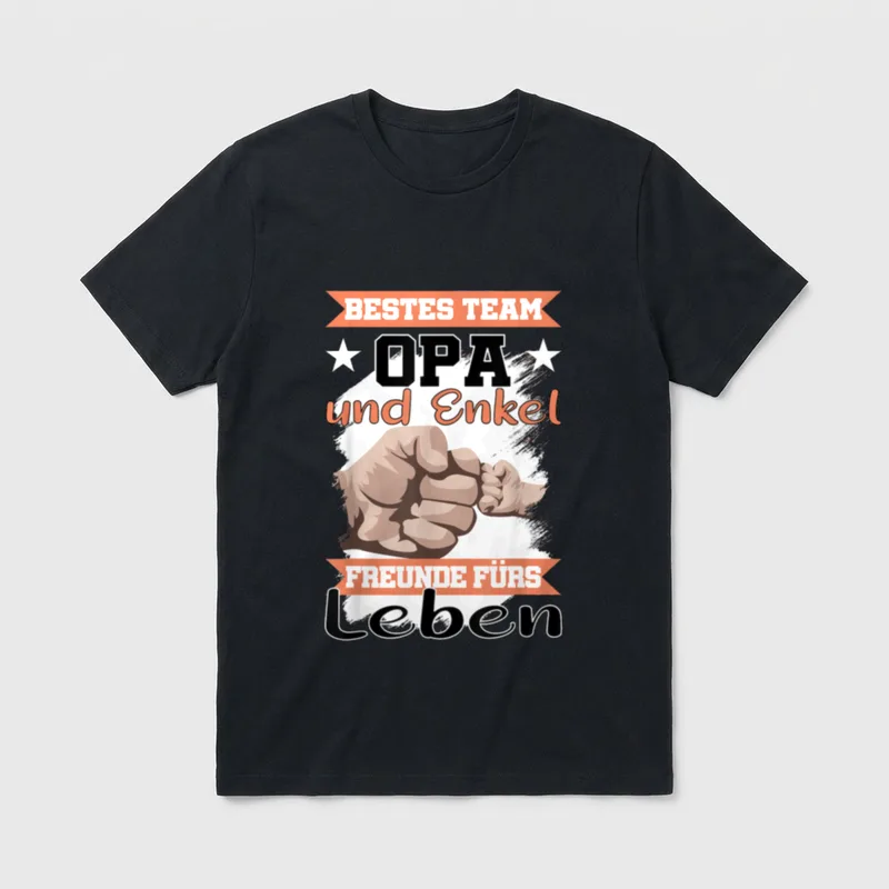Bester Opa und Enkel-Kind T-Shirt – Fäuste im Fistbump, Spruch „Bestes Team Opa und Enkel“ – Klassisches T-Shirt in Schwarz