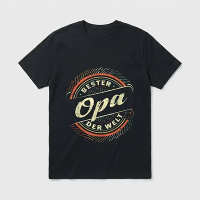 Bester Opa Welt T-Shirt – Retro Siegel-Design mit Text Bester Opa Der Welt – Klassisches T-Shirt in Schwarz