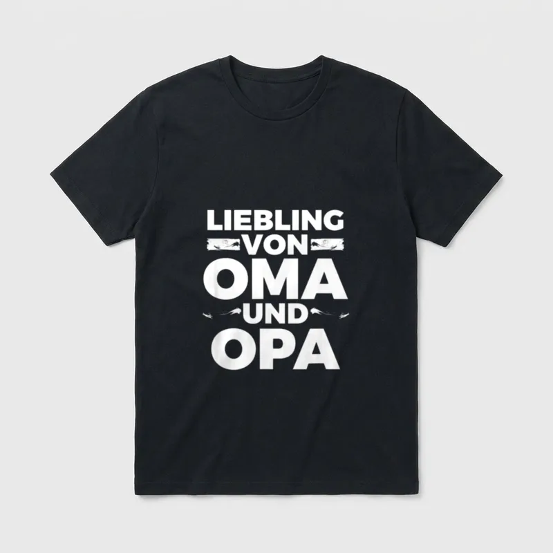 Liebling von Oma T-Shirt – Schriftzug „Liebling von Oma und Opa“ in weißer Blockschrift – Klassisches T-Shirt in Schwarz