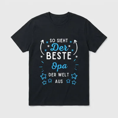 Opa Sprüche So sieht T-Shirt – Pfeile nach oben, Sterne, Schriftzug Der beste Opa der Welt – Klassisches T-Shirt in Schwarz
