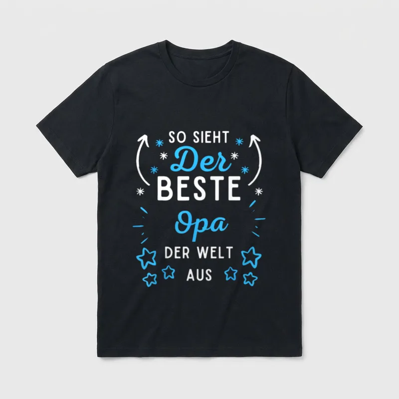 Opa Sprüche So sieht T-Shirt – Pfeile nach oben, Sterne, Schriftzug Der beste Opa der Welt – Klassisches T-Shirt in Schwarz