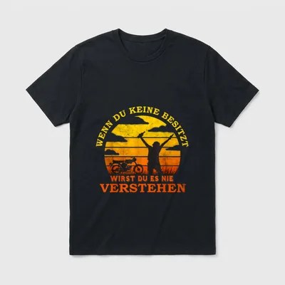 DDR Sprüche Ostalgie Ossi T-Shirt – Silhouette mit Simme, Spruch über Zweitakt-Besitz – Klassisches T-Shirt in Schwarz