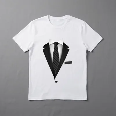 Tuxedo mit Krawatte T-Shirt – Gemaltes Smoking-Jackett mit Hemd, Krawatte und Einstecktuch – Klassisches T-Shirt in Schwarz