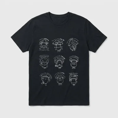 Lustige Pilze Cartoon Pilz T-Shirt – Klassisches T-Shirt in Schwarz