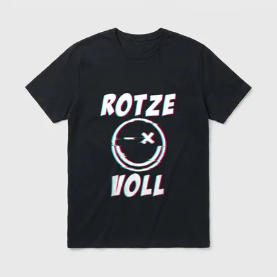 Rotze Voll lustiges Sauf T-Shirt – Smiley im Glitch-Look zwischen ROTZE und VOLL – Klassisches T-Shirt in Schwarz