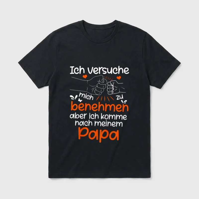 T-Shirt für Papa von Kindern – Fist-Bump mit Herzen und Spruch über Papa-Ähnlichkeit – Klassisches T-Shirt in Schwarz