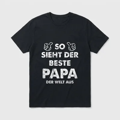 Papa Spruch Lustiges So T-Shirt – Zwei Daumen hoch, Schriftzug bester Papa der Welt – Klassisches T-Shirt in Schwarz