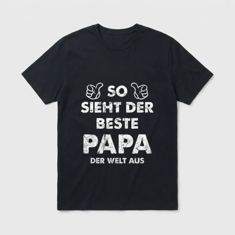 Papa Spruch Lustiges So T-Shirt – Zwei Daumen hoch, Schriftzug bester Papa der Welt – Klassisches T-Shirt in Schwarz