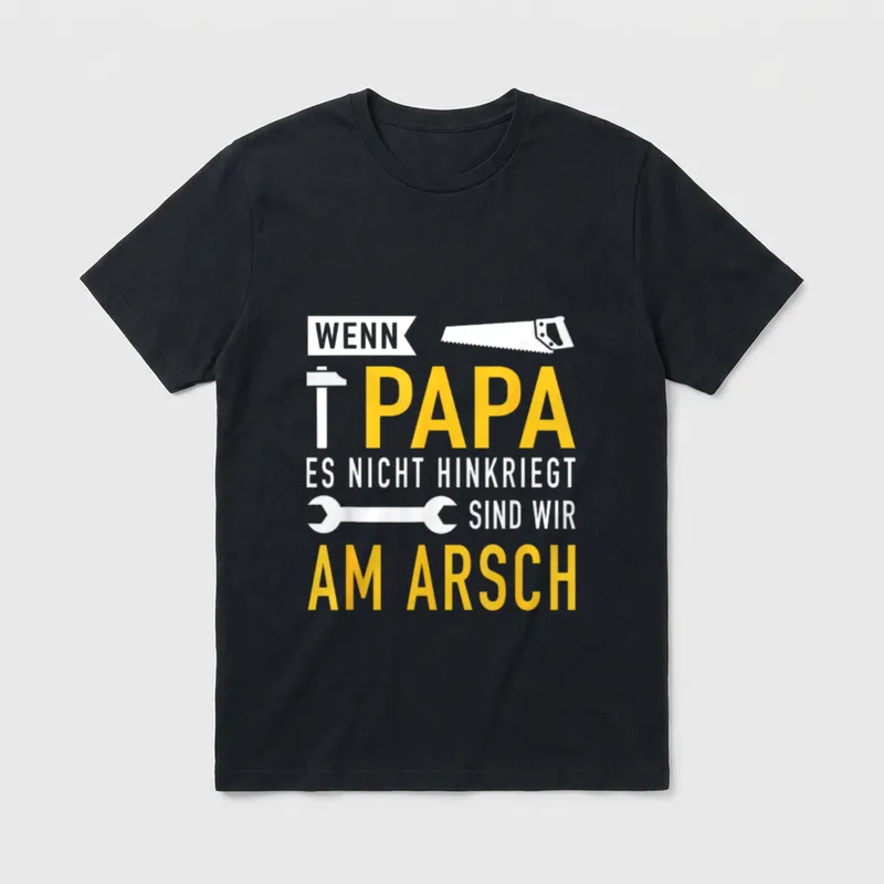 Papa Vater nicht hinkriegt T-Shirt – Klassisches T-Shirt in Schwarz