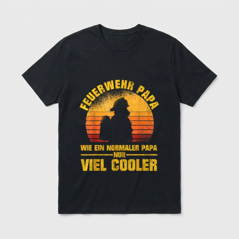 T-Shirt Feuerwehr Papa – Klassisches T-Shirt in Schwarz
