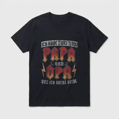 Vintage Großvater Spruch Ich T-Shirt – Schriftzug „Ich habe zwei Titel Papa und Opa“ – Klassisches T-Shirt in Schwarz