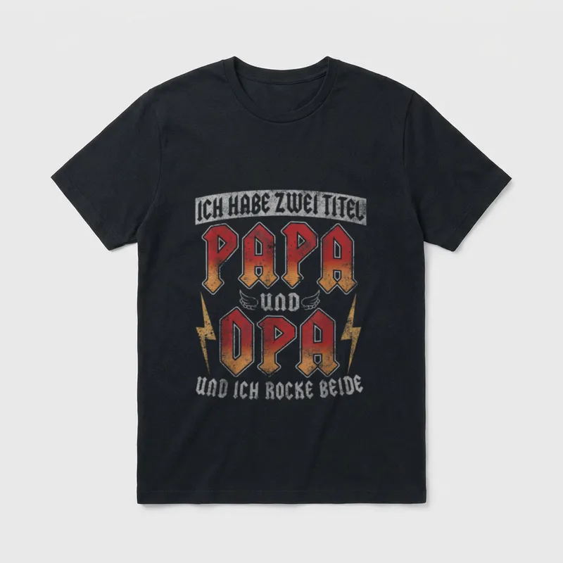 Vintage Großvater Spruch Ich T-Shirt – Schriftzug „Ich habe zwei Titel Papa und Opa“ – Klassisches T-Shirt in Schwarz