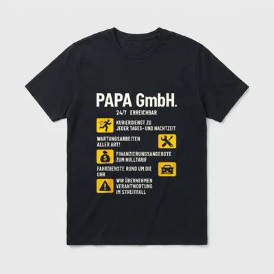 Papa GmbH Geschenke Vatertag T-Shirt – Klassisches T-Shirt in Schwarz