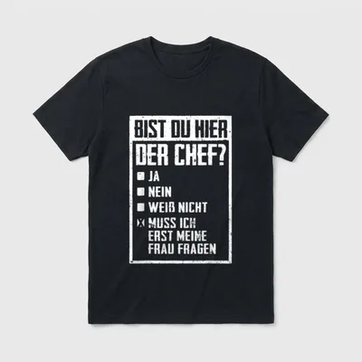 Bist Du Hier Papa T-Shirt – Checkliste „Bist Du Hier Der Chef?“ mit angekreuzter Antwort – Klassisches T-Shirt in Schwarz