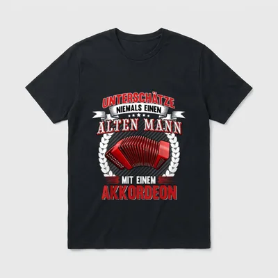 Akkordeon Alter Mann Ziehharmonika T-Shirt – Klassisches T-Shirt in Schwarz