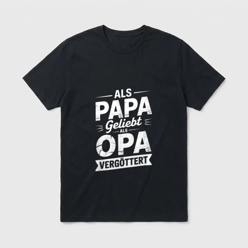 Als Papa Geliebt T-Shirt – Schriftzug „Als Papa Geliebt Als Opa Vergöttert“ in Blockschrift – Klassisches T-Shirt in Schwarz
