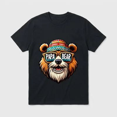 Vater mit Kindern Bär T-Shirt – Klassisches T-Shirt in Schwarz