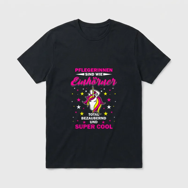 Lustig Pflegerinnen Einhorn Pflegekraft T-Shirt – Klassisches T-Shirt in Schwarz