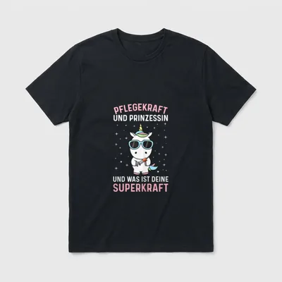 Pflegefachkraft Und Prinzessin Einhorn T-Shirt – Klassisches T-Shirt in Schwarz