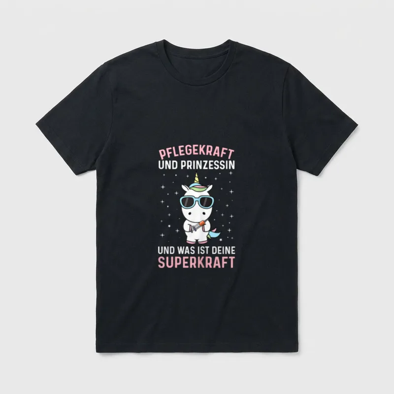 Pflegefachkraft Und Prinzessin Einhorn T-Shirt – Klassisches T-Shirt in Schwarz