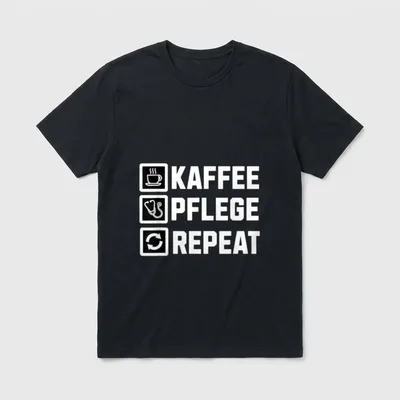 Pflegekraft Kaffee Pflege Repeat T-Shirt – Klassisches T-Shirt in Schwarz