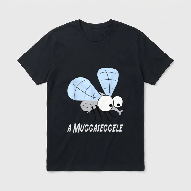 Schwaben Lustiges I Schwäbischer T-Shirt – Gezeichnete Mücke mit Schriftzug A Muggaseggele – Klassisches T-Shirt in Schwarz