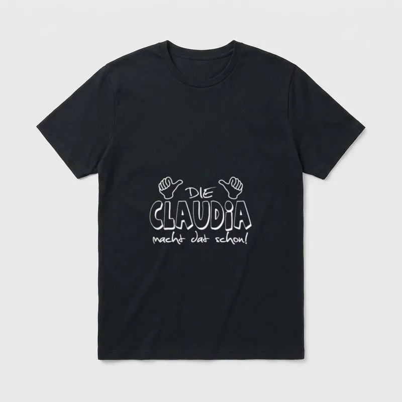 Die Claudia macht dat T-Shirt – „Die Claudia macht dat schon!“ mit zwei Daumen hoch – Klassisches T-Shirt in Schwarz