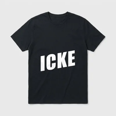 Berlin T Berliner Schnauze T-Shirt – Schräger weißer Schriftzug „ICKE“ auf grauem Grund – Klassisches T-Shirt in Schwarz