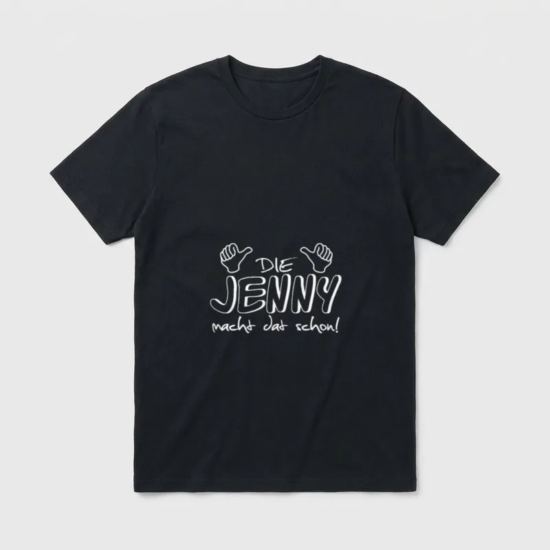 Die Jenny macht dat T-Shirt – Daumen-hoch-Hände mit Schriftzug „Die Jenny macht dat schon!“ – Klassisches T-Shirt in Schwarz