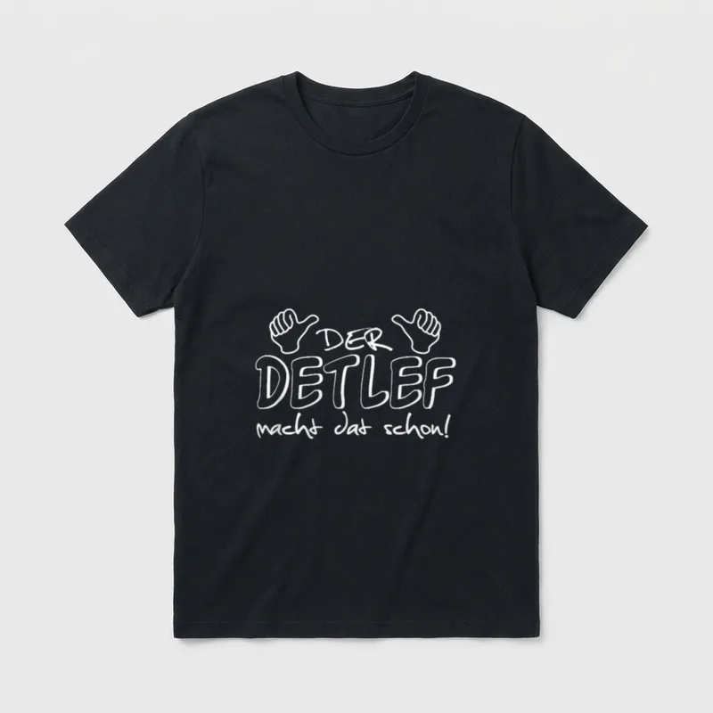 Der Detlef macht dat T-Shirt – „Der Detlef macht dat schon!“ mit zwei Daumen-hoch-Händen – Klassisches T-Shirt in Schwarz