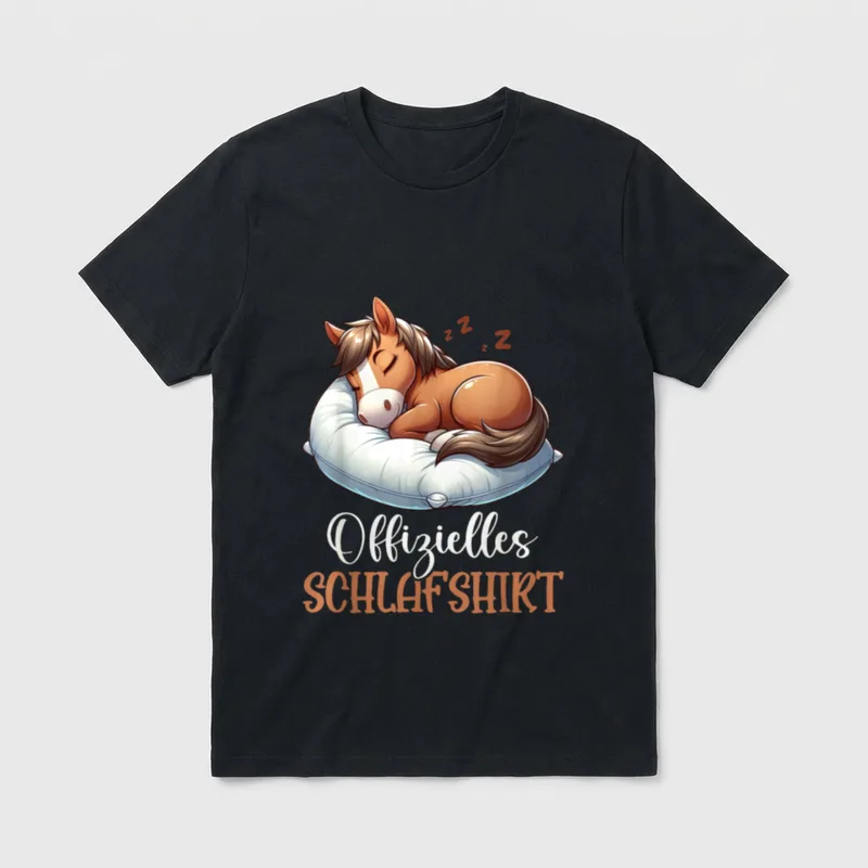 Offizielles Schlafshirt Lustiges Pferd T-Shirt – Klassisches T-Shirt in Schwarz