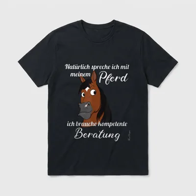 Frieser Designs Lustiger Pferde T-Shirt – Klassisches T-Shirt in Schwarz