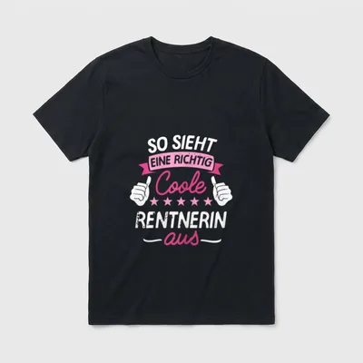 Rente T-Shirt lustig Damen – Spruch mit Daumen hoch und Sternen zum Ruhestand – Klassisches T-Shirt in Schwarz